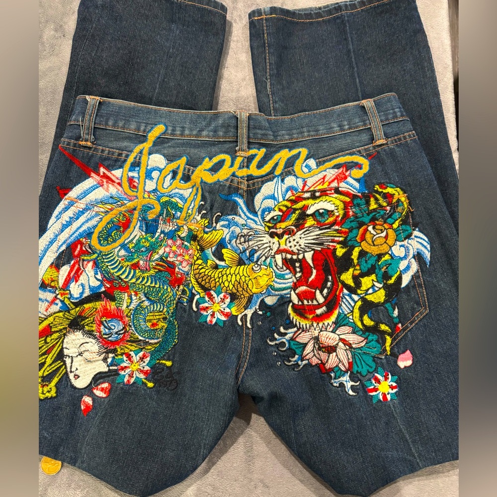 RARE Y2K Vintage Ed Hardy Embroidered Jeans